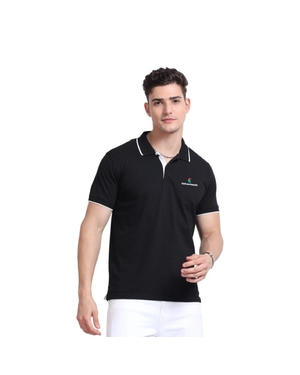 Greys&Blues EcoBlend Polo Tshirt- Black with White Tipping